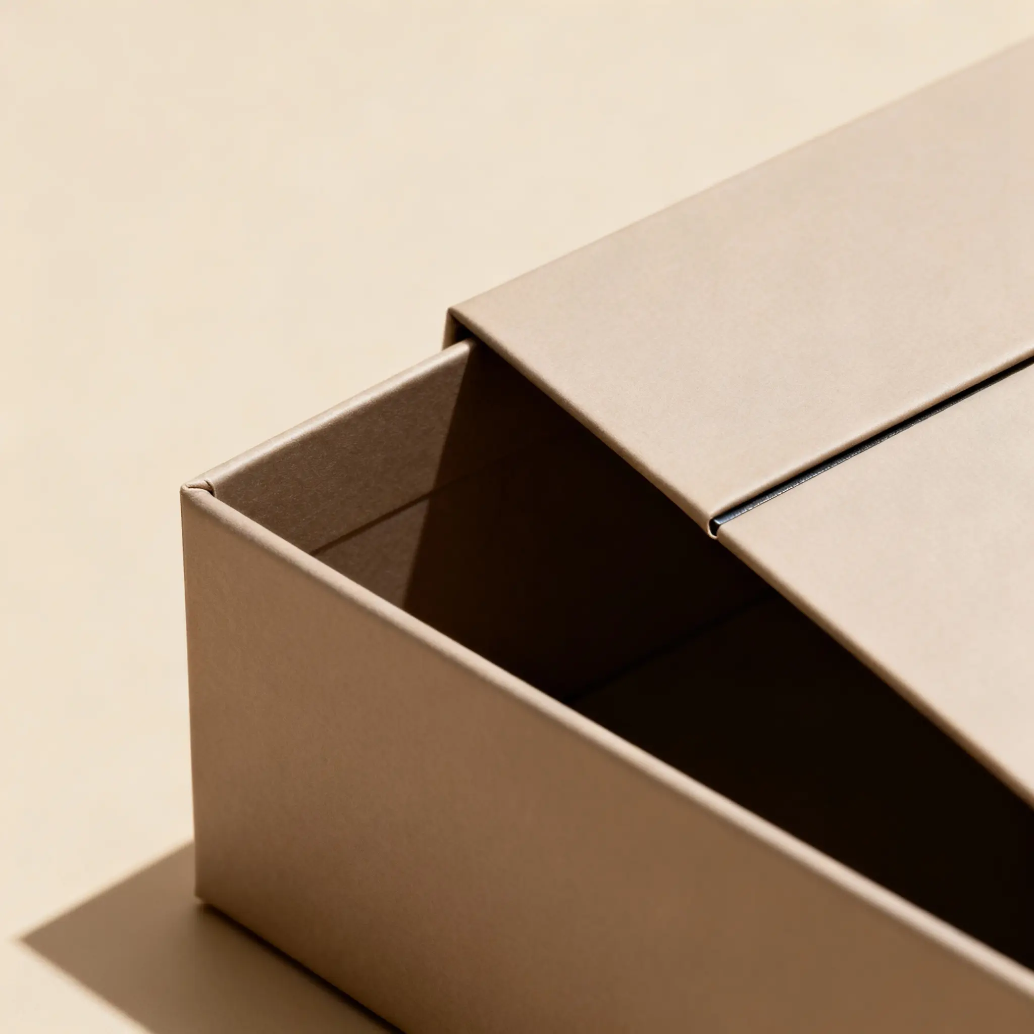 Close view of concealed magnetic closure in rigid box