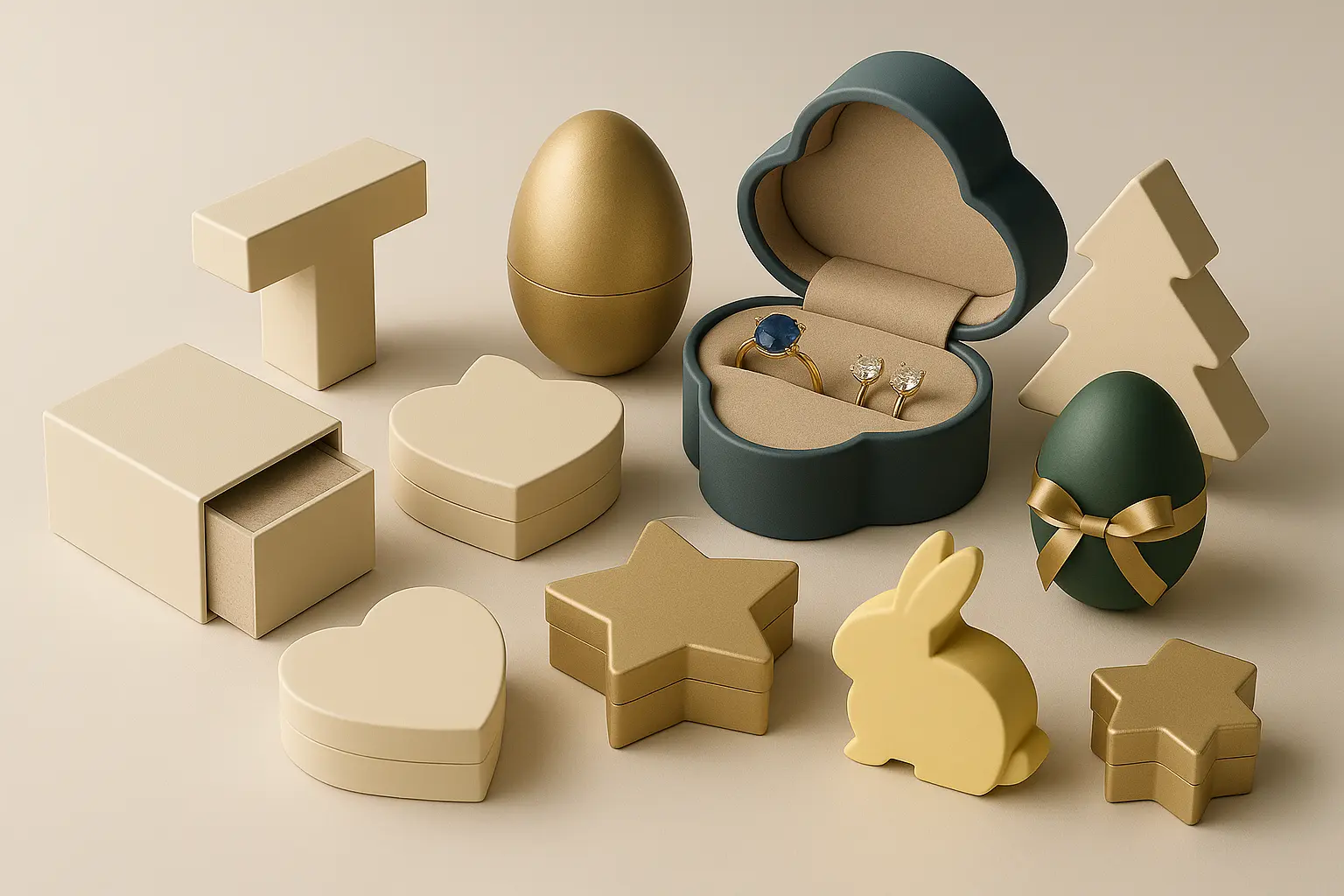 Custom shaped packaging boxes in several structural formats