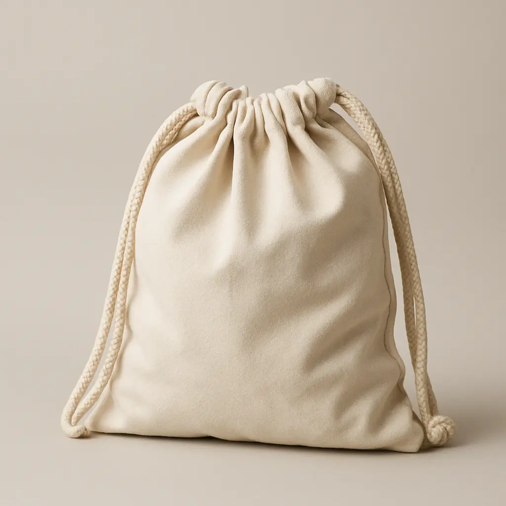 Large cotton drawstring bag with thick braided cords, durable storage pouch FDP-1203