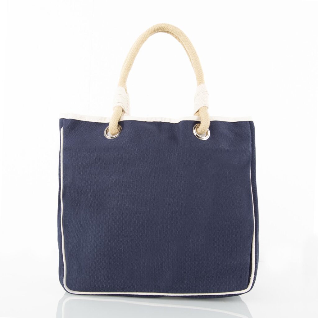 Canvas totes with rope handles, offering a classic nautical look for beach and boat bags.