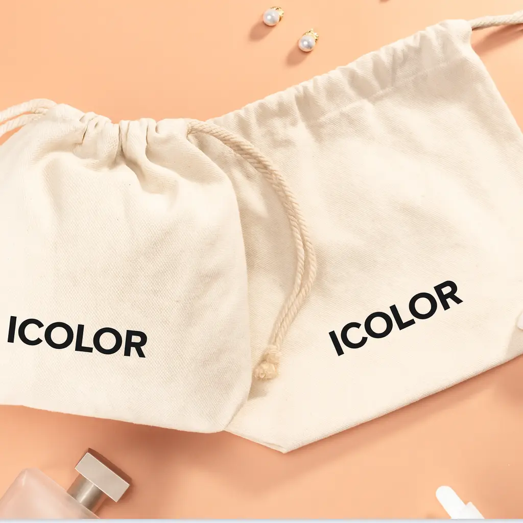 Natural cotton drawstring pouch for small jewelry packaging