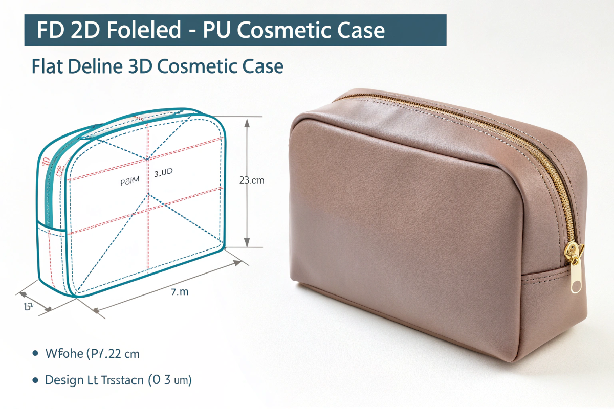 A graphic showing a flat 2D dieline on the left and the folded 3D cosmetic box it creates on the right.