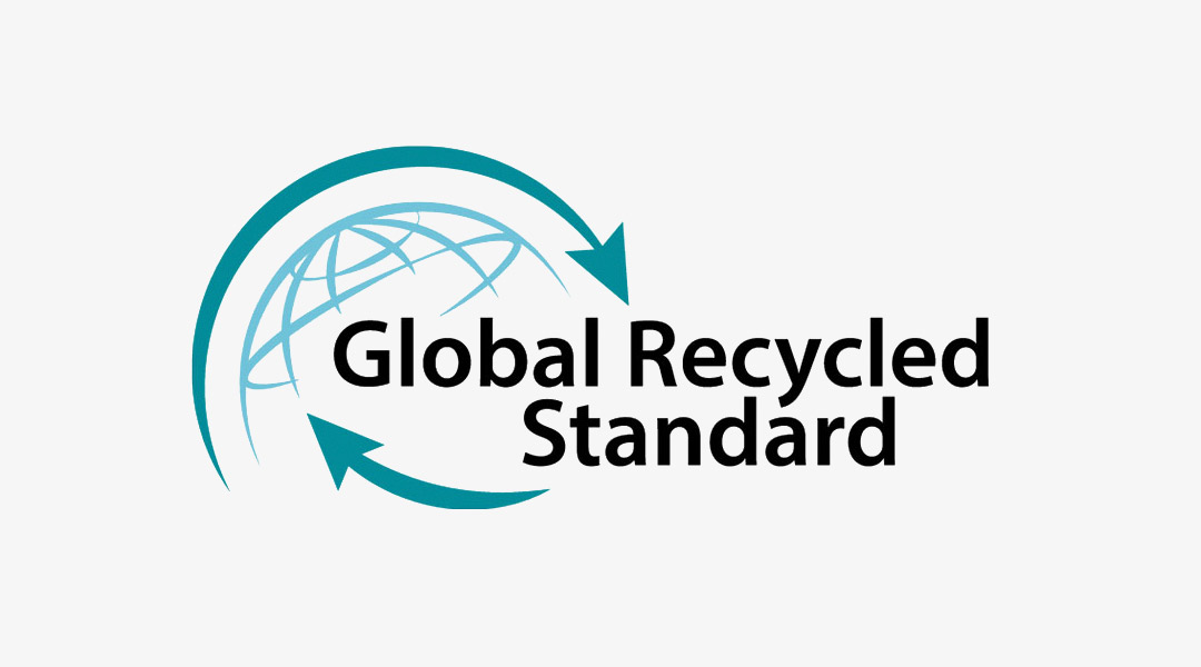 Official GRS logo on a cosmetic bag label