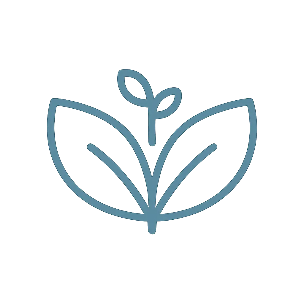 Natural & Plant-Based Materials Icon in #7695A8 – leaves and sprout