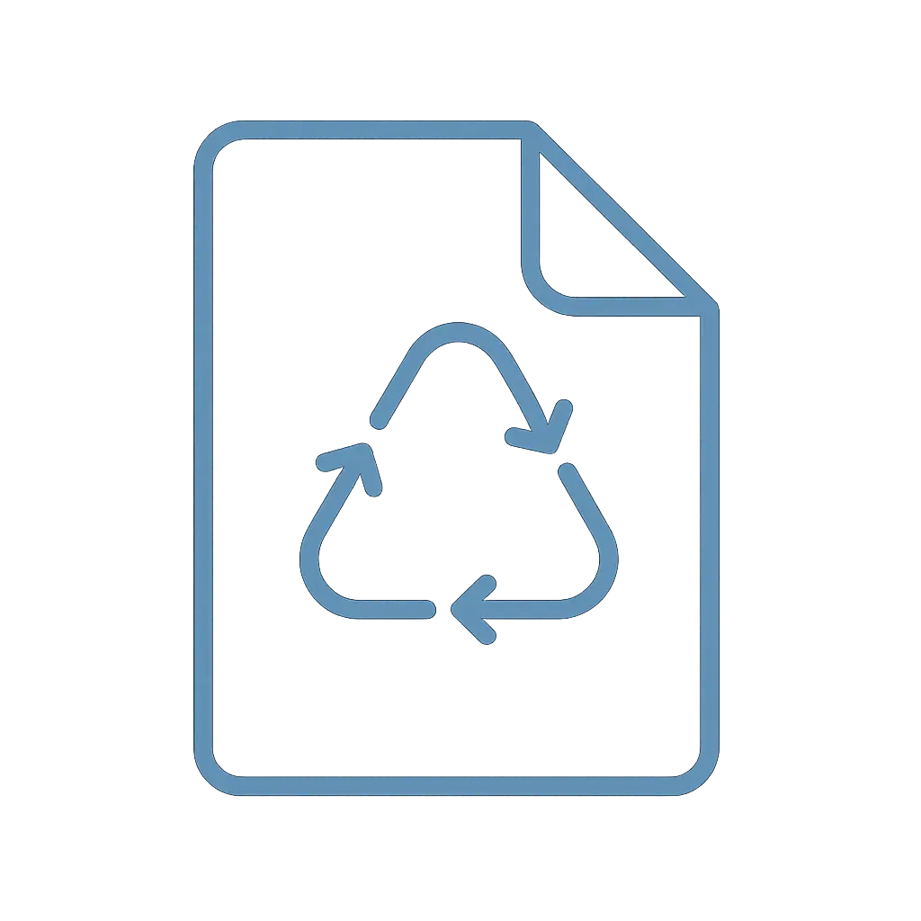 Recycled Paper Icon in #7695A8 – minimalist eco paper symbol