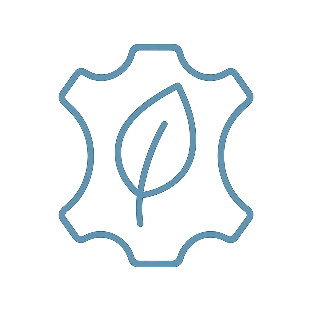 Vegan Leather Icon in #7695A8 – plant-based leather symbol