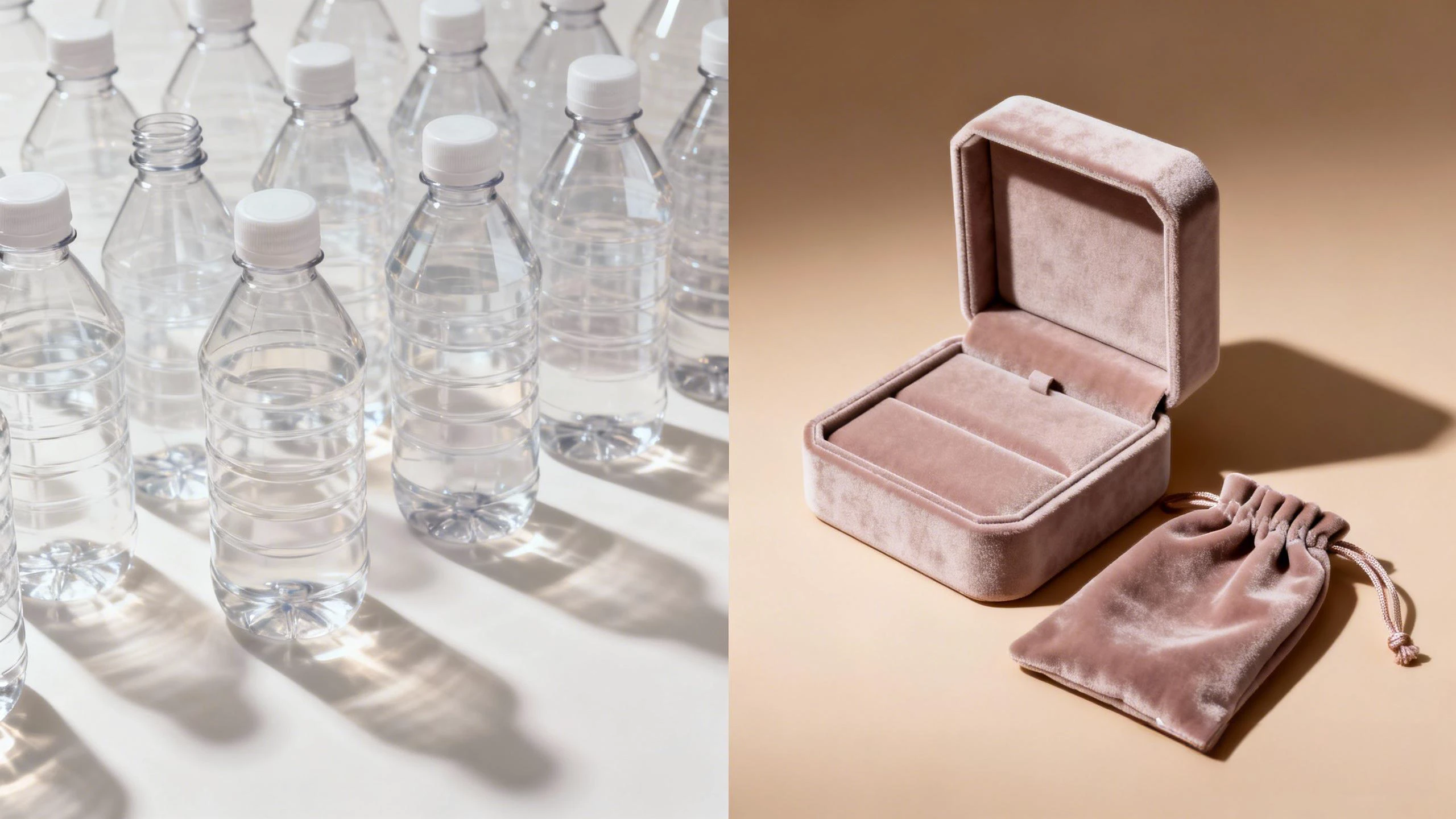 a collection of elegant vegan custom ring boxes with plant-based ink printing