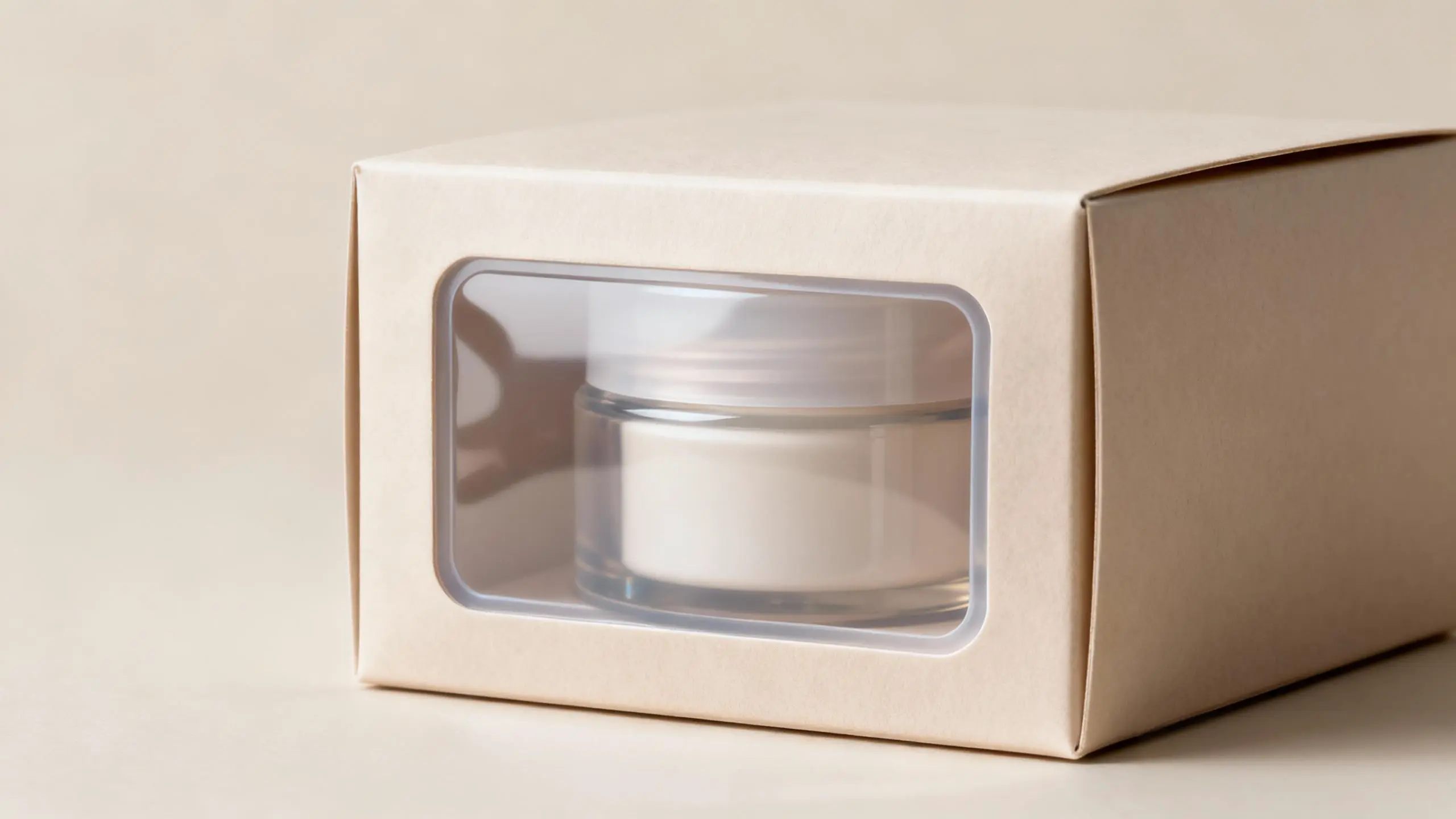 Skincare box with recycled TPU clear window for product display