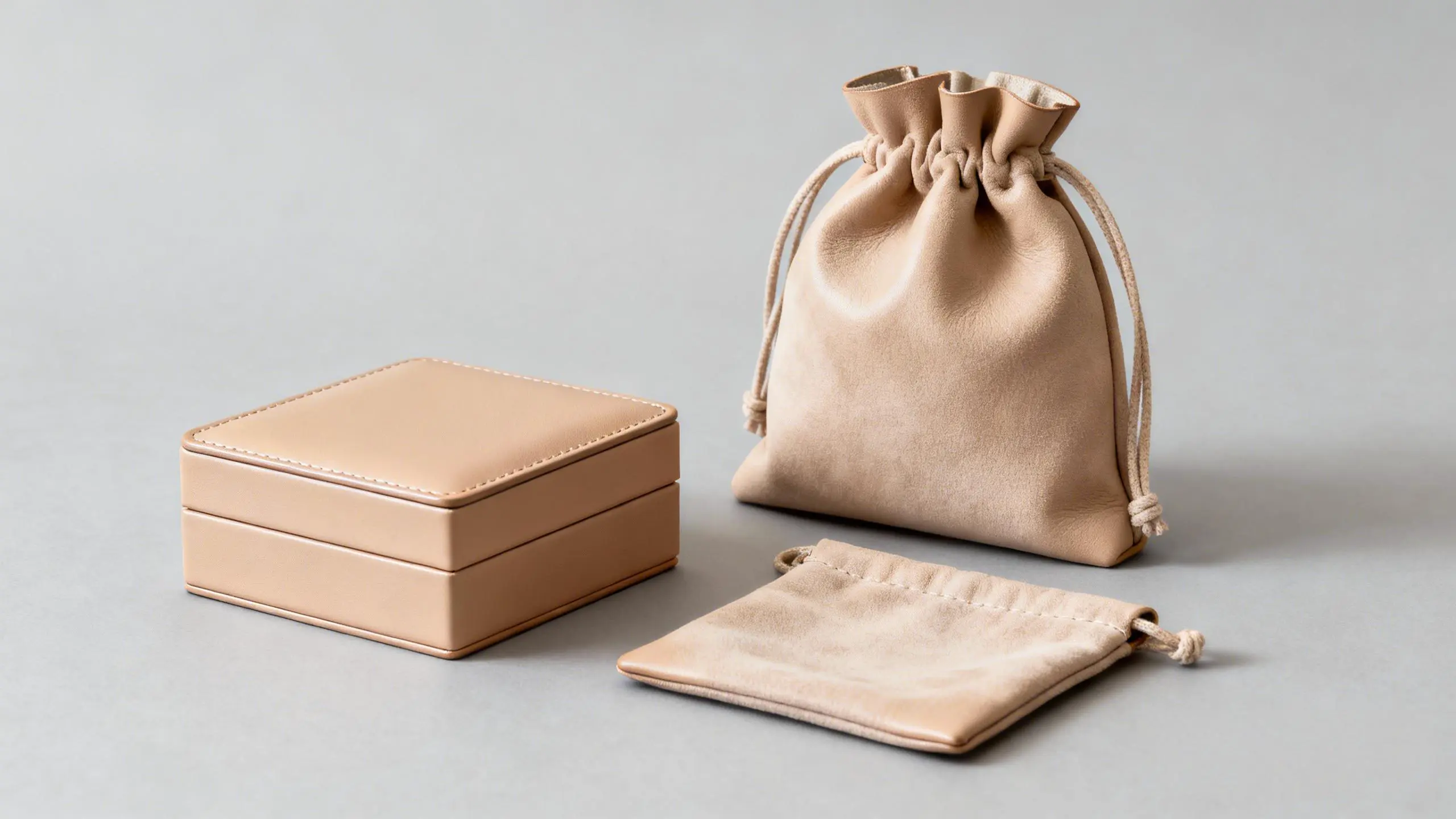 Vegan leather jewelry travel pouch set