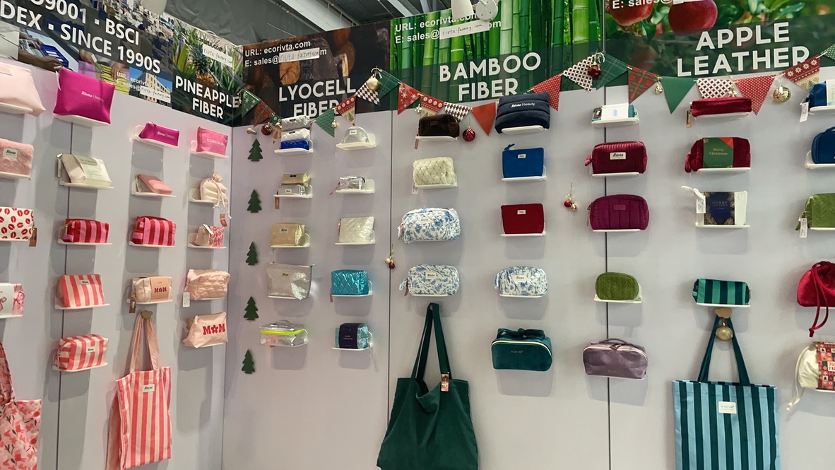 A split image showing a luxurious rPET velvet pouch on one side and a sleek neoprene cosmetic case on the other