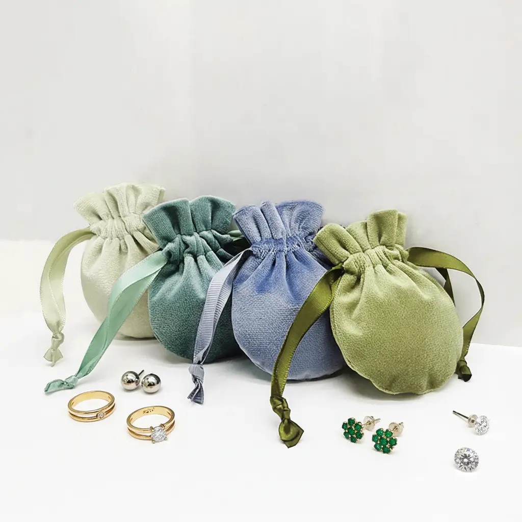 Personalized Velvet Jewelry Pouch with Branded Ribbon - FDP-802