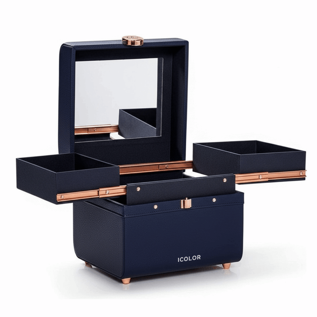 Elegant, tabletop designs with integrated mirrors and trays.