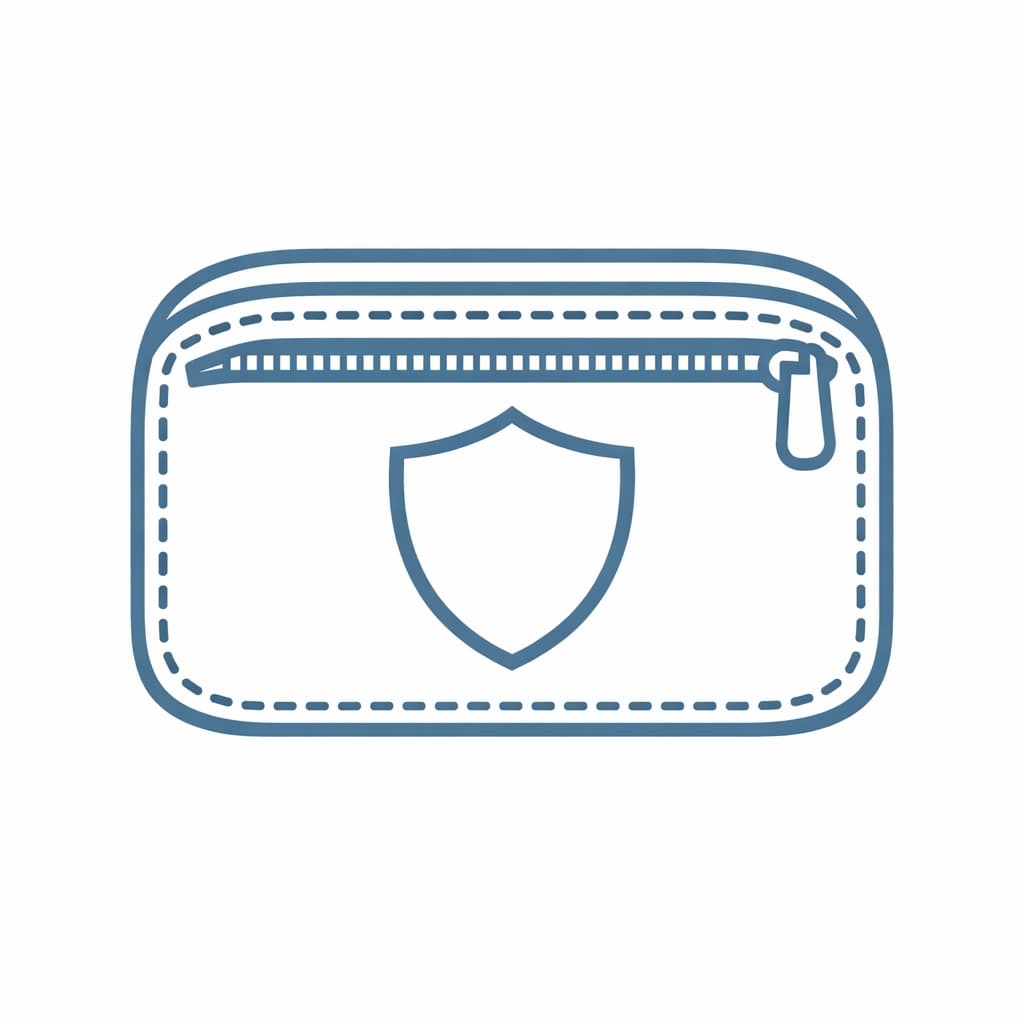 Shield icon representing unmatched durability and reinforced structure in stitched cosmetic cases