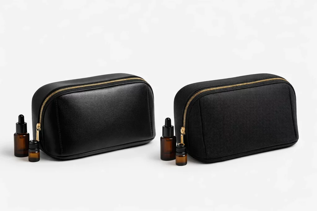 PU leather and 1680D nylon outer layer options for EVA hard shell essential oil case with bottles