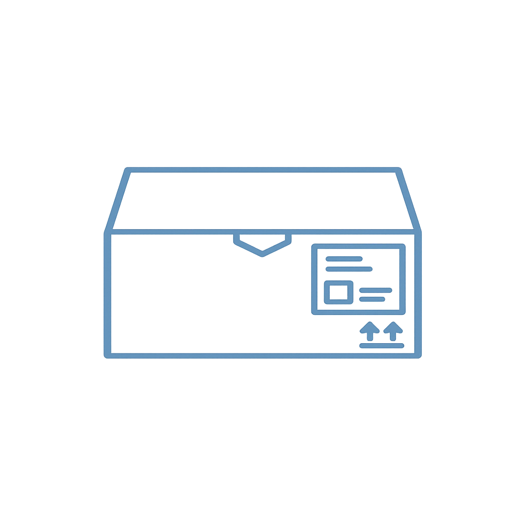 E-commerce mailer packaging icon for shipping essential oils