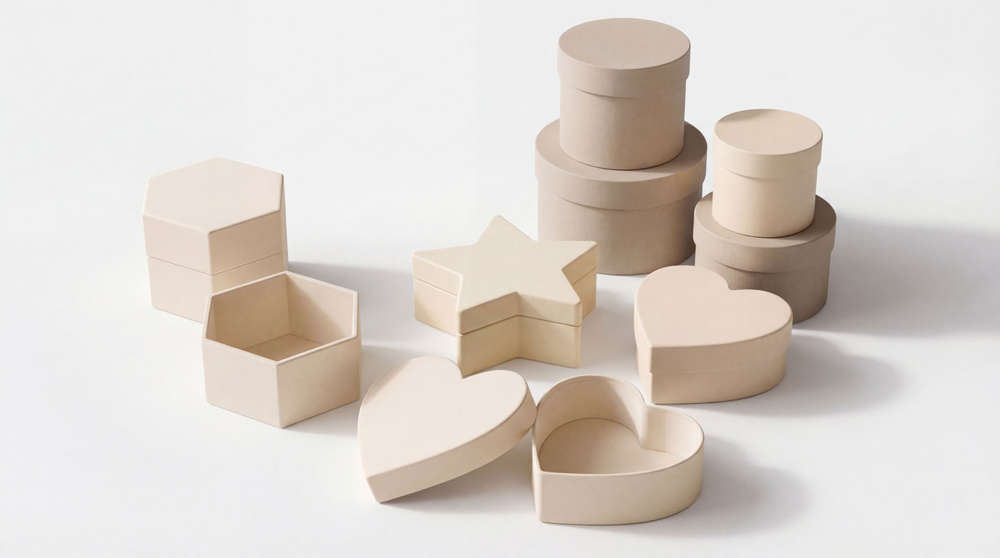Heart hexagon and cylinder custom shaped packaging box options