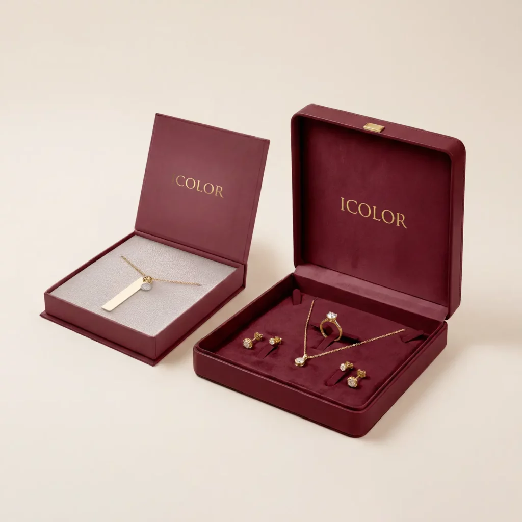 Necklace bracelet and ring box family for jewelry collection matching