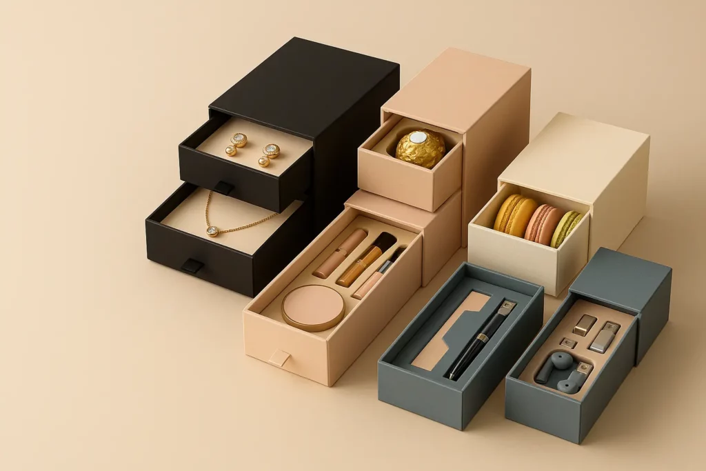 Drawer boxes for jewelry retail collection matching
