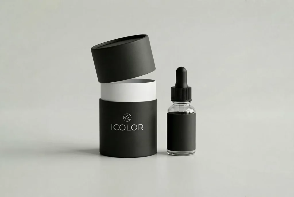 Flat edge seamless paper tube option for essential oil packaging