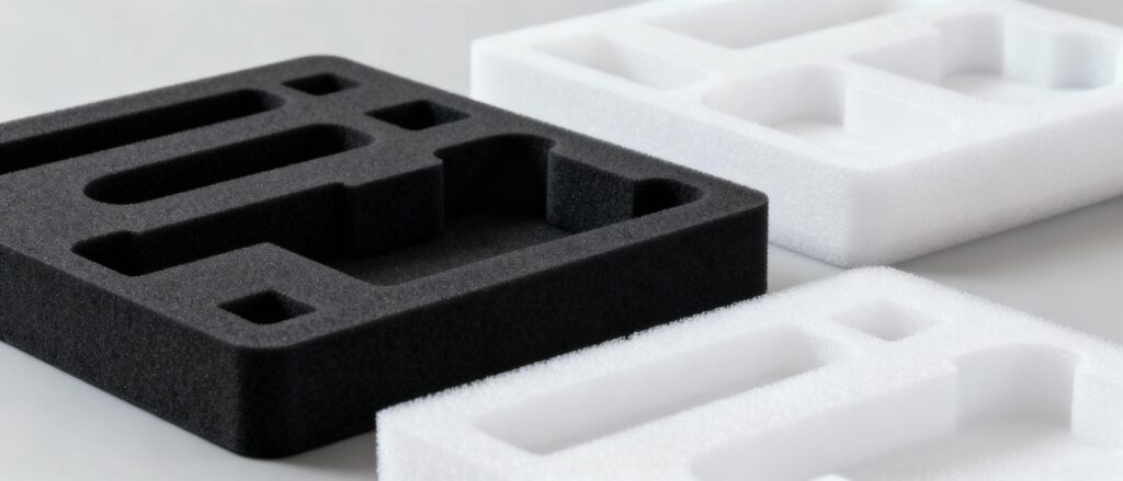 Foam insert options for die cut packaging and bottle protection