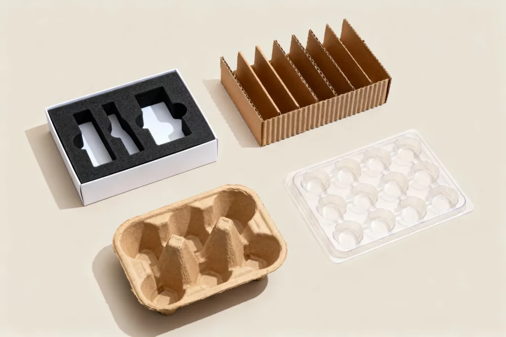 Box insert material types for fragrance bottle protection