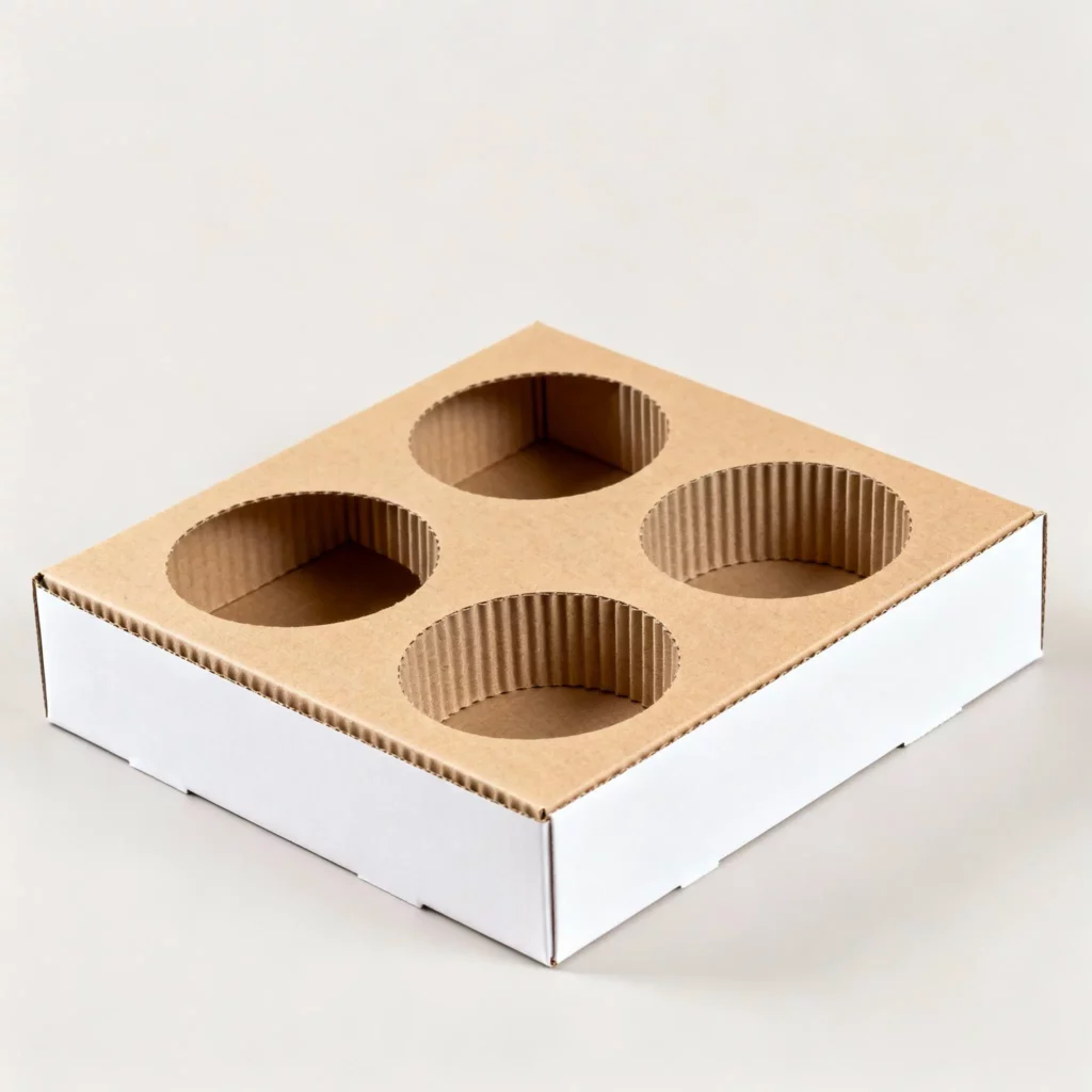 Round cutout cardboard insert for vial or bottle packaging