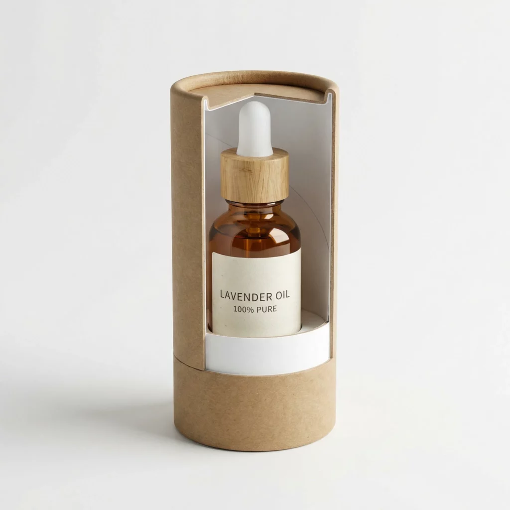 Round paper tube with white lining for essential oil bottle packaging