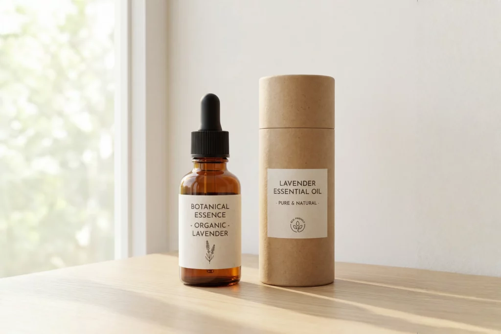 Single bottle essential oil paper tube packaging for retail launch